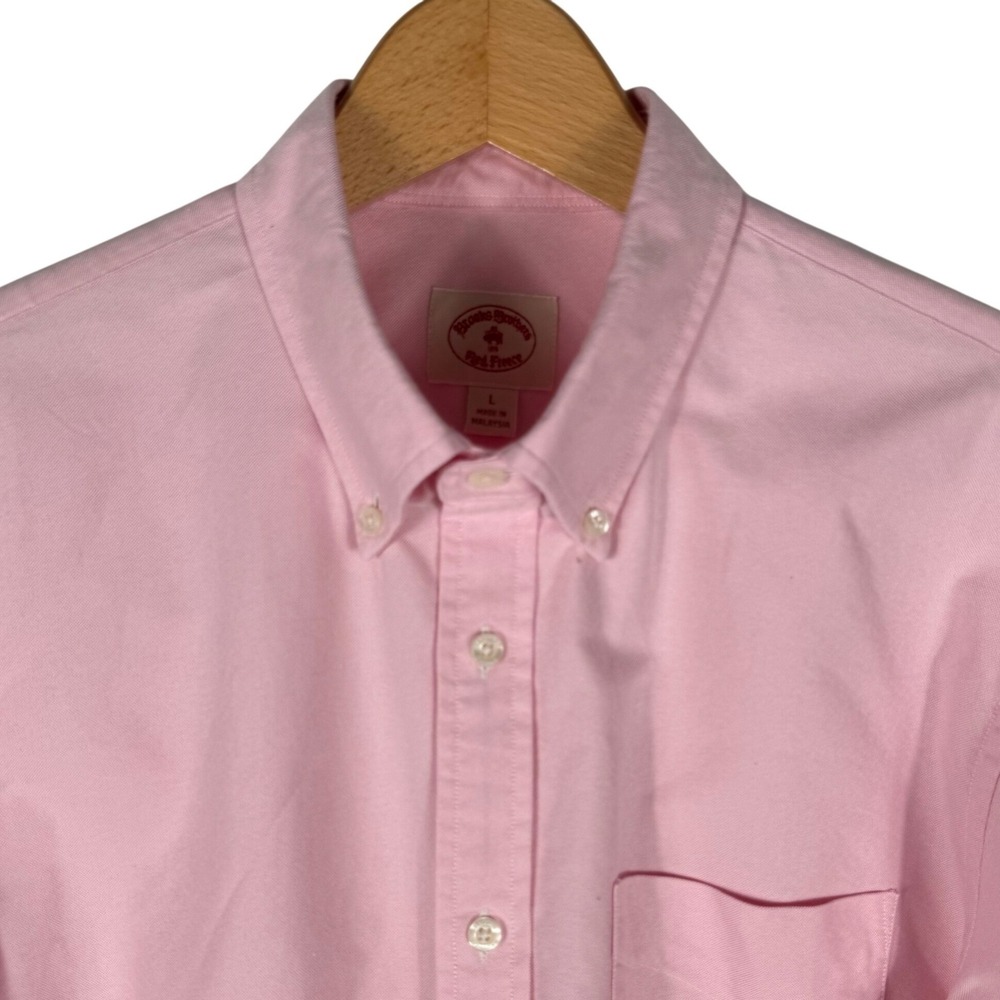 Brooks Brothers Red Fleece Mens Pink Oxford Button Down Shirt Large Long Sleeve